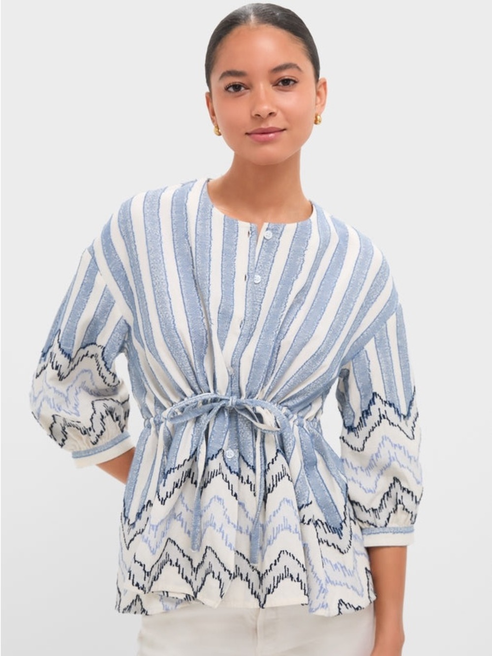 Tuckernuck NWT Harbour Stripe Jacquard Renford Top Size Small Tie Waist